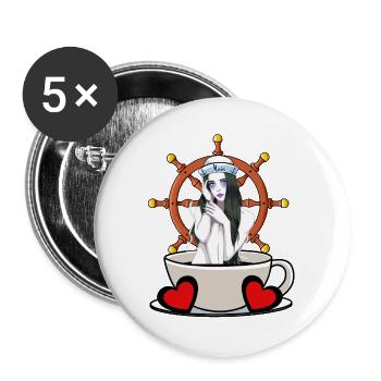 Pause café Sailor Sailor Girl Maritime Moin - Lot de 5 grands badges (56 mm) - blanc - Devant