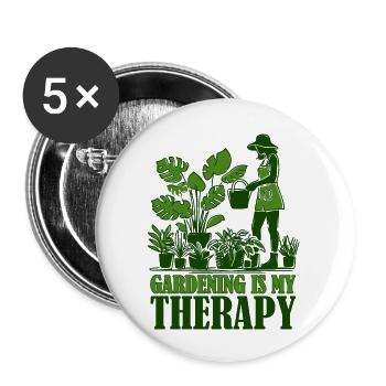 Gartenarbeit ist meine Therapie - Buttons groß 56 mm (5er Pack) - Weiß - Vorne
