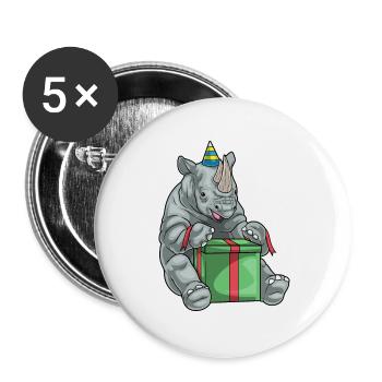 Rhino Birthday Package - Buttons large 2.2''/56 mm (5-pack) - white - Front