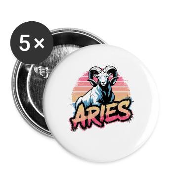 Aries Horoscope Astrology Sign Vintage Design. - Buttons large 2.2''/56 mm (5-pack) - white - Front