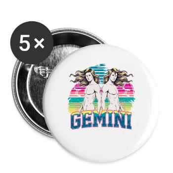 Gemini Horoscope Astrology Twins Sign Vintage. - Buttons large 2.2''/56 mm (5-pack) - white - Front