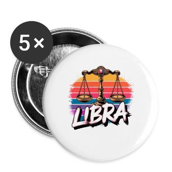 Libra Horoscope Astrology Vintage Sign. - Buttons large 2.2''/56 mm (5-pack) - white - Front