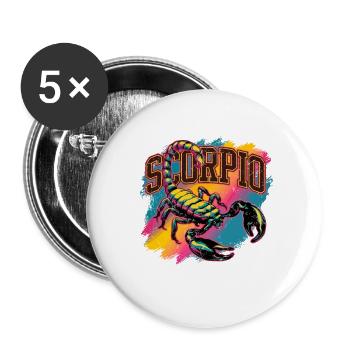 Scorpio Horoscope Astrology Sign 80s Vintage. - Buttons large 2.2''/56 mm (5-pack) - white - Front