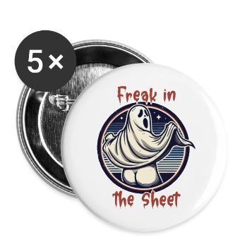 Freak in the Sheet Creepy Ghost Lover - Buttons large 2.2''/56 mm (5-pack) - white - Front