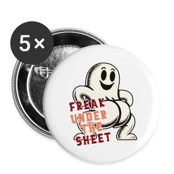 Freak in the Sheet Lustiges Gespenster Design - Buttons groß 56 mm (5er Pack) - Weiß - Vorne