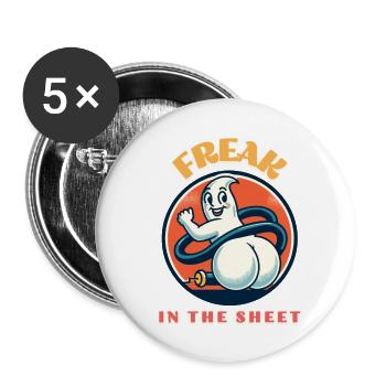 Freak In The Sheet Funny Ghost Design - Buttons large 2.2''/56 mm (5-pack) - white - Front