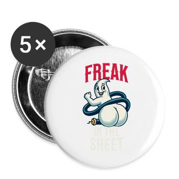 Freak sous drap drôle fantôme design - Lot de 5 grands badges (56 mm) - blanc - Devant