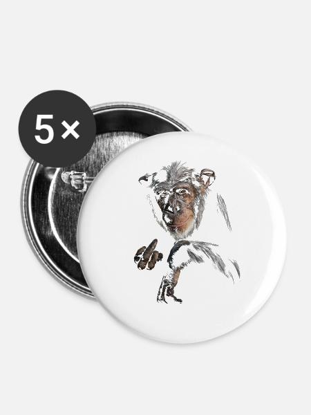 Schimpanse - Buttons groß 56 mm (5er Pack) - Weiß