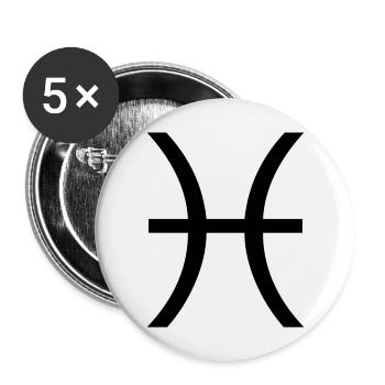 Sternzeichen Fische, exklusives T-Shirt Design - Buttons groß 56 mm (5er Pack) - Weiß - Vorne