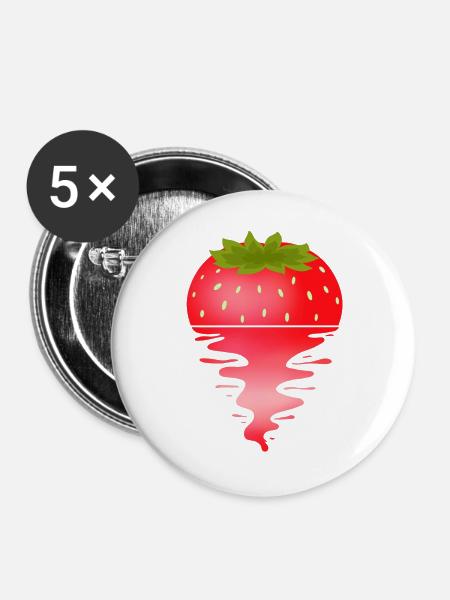 Sunset Strawberry - Buttons groß 56 mm (5er Pack) - Weiß