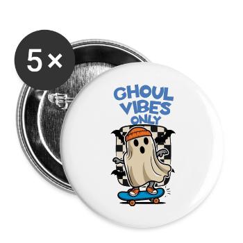 Ghoul Vibes Only Funny Saying Design - Buttons large 2.2''/56 mm (5-pack) - white - Front
