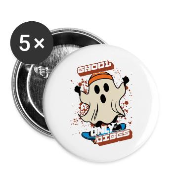 Ghoul Vibes Only Funny Halloween Saying Design - Buttons large 2.2''/56 mm (5-pack) - white - Front