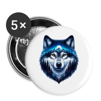 Wolf - Buttons large 2.2''/56 mm (5-pack) - white - Front