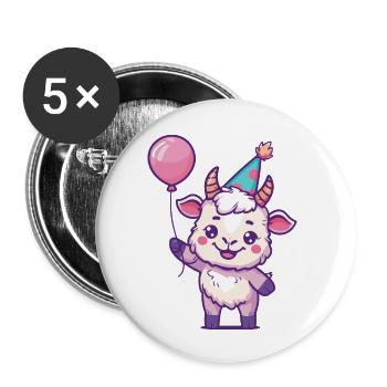 Bande dessinée d’anniversaire de chèvre de montagne - Lot de 5 grands badges (56 mm) - blanc - Devant