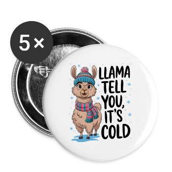 Llama Tell You It's Cold - Buttons large 2.2''/56 mm (5-pack) - white - Front