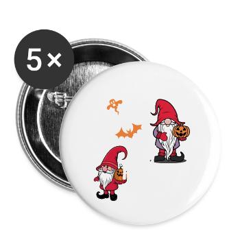 Happy Gnome-Oween Last Minute Kostüm - Buttons groß 56 mm (5er Pack) - Weiß - Vorne