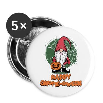 Happy Gnome-Oween Lustiger Gnom Halloween Spruch - Buttons groß 56 mm (5er Pack) - Weiß - Vorne