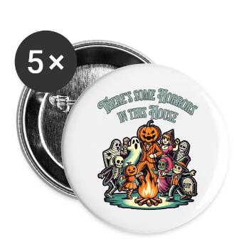 There's Some Horrors Lustiger Halloween Spruch - Buttons groß 56 mm (5er Pack) - Weiß - Vorne