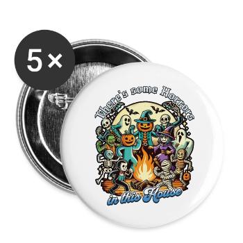 There's Some Horrors In This House Spruch - Buttons groß 56 mm (5er Pack) - Weiß - Vorne