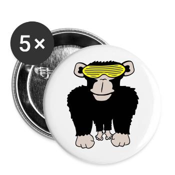Funky Sonnenbrille Gorilla Cooler Party Affe Spaß - Buttons groß 56 mm (5er Pack) - Weiß - Vorne