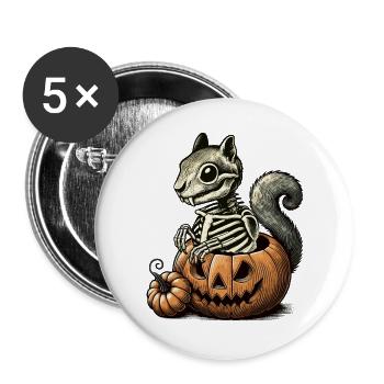 Skeleton squirrel motif in a pumpkin - Buttons large 2.2''/56 mm (5-pack) - white - Front