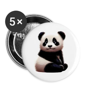 Panda - Buttons groß 56 mm (5er Pack) - Weiß - Vorne