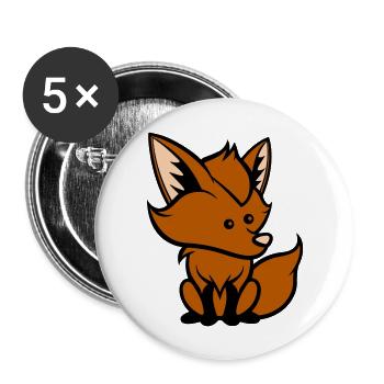 fuchs comic tier - Buttons groß 56 mm (5er Pack) - Weiß - Vorne