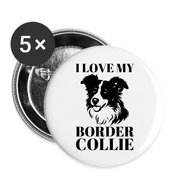 I love my border collie - Buttons large 2.2''/56 mm (5-pack) - white - Front