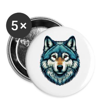 Wolf - Buttons large 2.2''/56 mm (5-pack) - white - Front