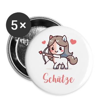 Schütze Design für Sternzeichen-Fans – Kawaii - Buttons groß 56 mm (5er Pack) - Weiß - Vorne