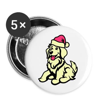 Chien Bande Dessinée Animal Noël - Lot de 5 grands badges (56 mm) - blanc - Devant