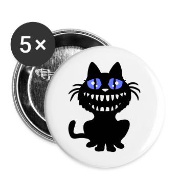 Crazy Monster Cat Halloween Horror Teeth Fun - Buttons large 2.2''/56 mm (5-pack) - white - Front