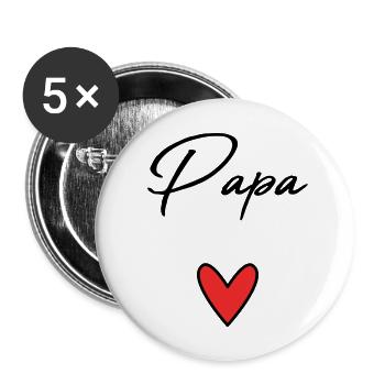 PAPA. VATERTAG. FROHER VATERTAG. ALLES GUTE ZUM GEBURTSTAG. - Buttons groß 56 mm (5er Pack) - Weiß - Vorne