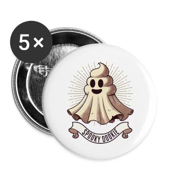 Lustiges Kackhaufen Gespenst Humorvolles Kacke - Buttons groß 56 mm (5er Pack) - Weiß - Vorne