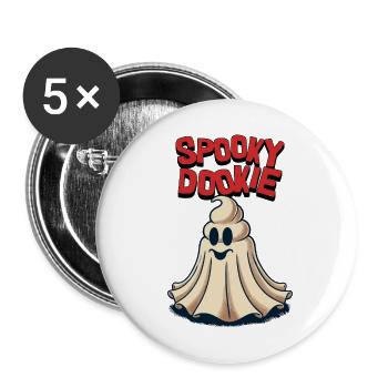 Lustiges Kackhaufen Gespenst spooky Dookie Retro - Buttons groß 56 mm (5er Pack) - Weiß - Vorne