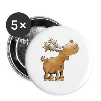 Drolliger Elch Schmetterling - Buttons groß 56 mm (5er Pack) - Weiß - Vorne
