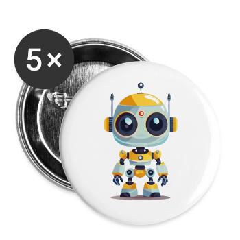 Un robot mignon - Lot de 5 grands badges (56 mm) - blanc - Devant