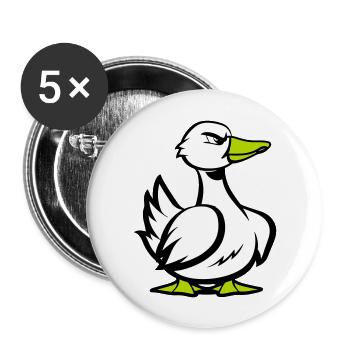 Dessin animé de bande dessinée de canard - Lot de 5 grands badges (56 mm) - blanc - Devant