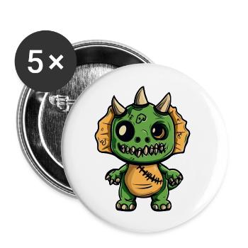 Dinosaur triceratops Halloween Comic Funny - Buttons large 2.2''/56 mm (5-pack) - white - Front