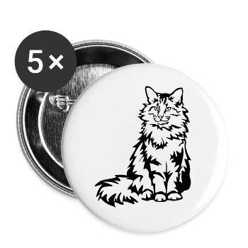 Norwegische Waldkatze - Buttons groß 56 mm (5er Pack) - Weiß - Vorne