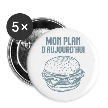 Mon plan d aujourd hui hamburger - Lot de 5 grands badges (56 mm) - blanc - Devant