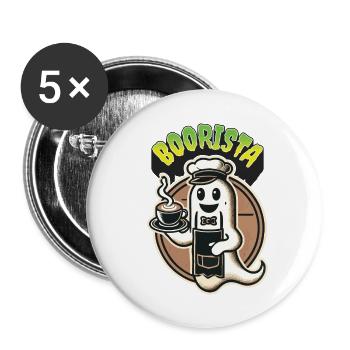 Funny Coffee Saying Spooky Ghosts - Buttons large 2.2''/56 mm (5-pack) - white - Front