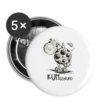 Drollige Kuh Kuhgelrund Wortspiel - Buttons groß 56 mm (5er Pack) - Weiß - Vorne