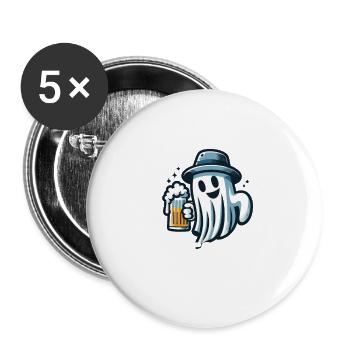 Drôle Halloween Boire Fête Alcool Fantôme - Lot de 5 grands badges (56 mm) - blanc - Devant