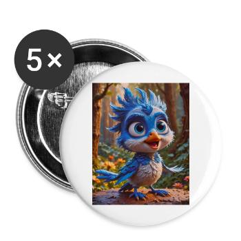Super süße Vögel auf der ganzen Welt – Blauhäher - Buttons groß 56 mm (5er Pack) - Weiß - Vorne