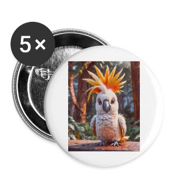 super cute Australian animal Down Under – cockatoo - Buttons large 2.2''/56 mm (5-pack) - white - Front