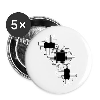 elektriker Elektrik Elektronik Beruf Spannung CPU - Buttons groß 56 mm (5er Pack) - Weiß - Vorne