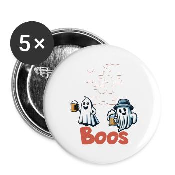 Fête fantôme d’Halloween avec de la bière et de l’alcool - Lot de 5 grands badges (56 mm) - blanc - Devant