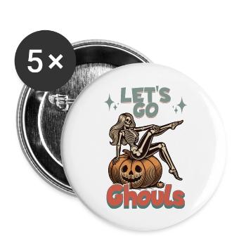 Drôle de fille d’Halloween Let’s Go Ghouls - Lot de 5 grands badges (56 mm) - blanc - Devant