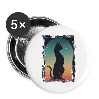 Black Cat - Buttons large 2.2''/56 mm (5-pack) - white - Front
